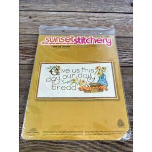 Vintage 1970s Sunset Stitchery Crewel Embroidery Kit Give Us Daily Bread  NOS